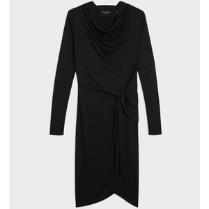 Ted Baker Neyda Dress Womens 6 US 14 Black Jersey Drape Long Sleeve